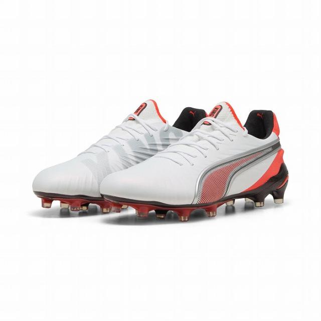 PUMA プーマ キング アルティメット FG/AG(ホワイト×シルバー×オレンジ) 108821 01 サッカー スパイク 天然芝用