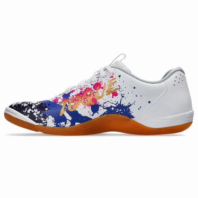 asics フットサルシューズ ホワイト/ゴールド ASICS アシックス TOQUE 8(ホワイト×ピュアゴールド) 1113A044 101