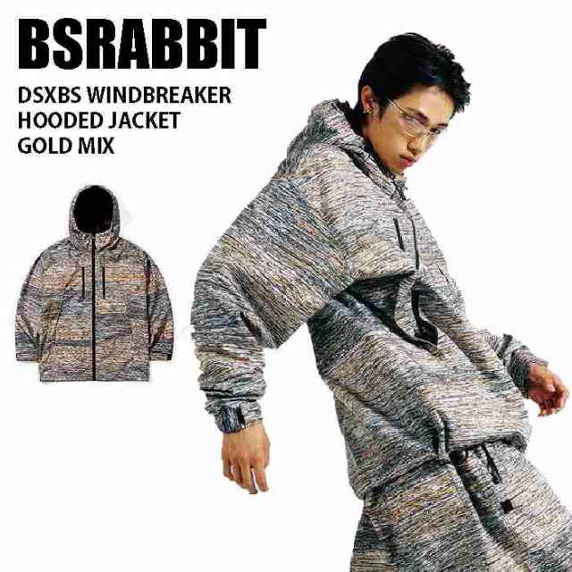 BSRABBIT ビエスラビット ウェア DSXBS WINDBREAKER HOODED JKT 23-24 GOLD MIX メンズ レディース ジャケット スノーボード 韓国