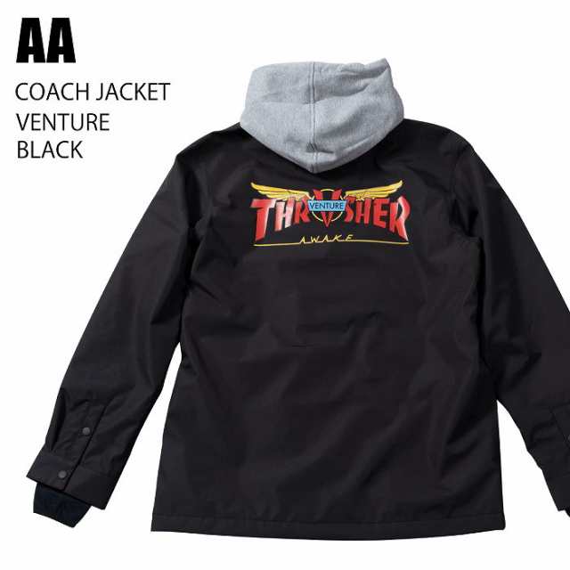 AA ダブルエー ウェア COACH JACKET 23-24 VENTURE BLACK メンズ ジャケット スノーボード