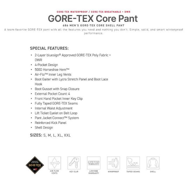 686 シックスエイトシックス ウェア GORE-TEX CORE SHELL PNT 24-25 BREEN メンズ パンツ スノーボード ロクハチ_2