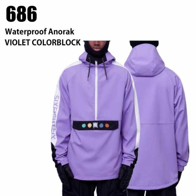 686 シックスエイトシックス ウェア WATERPROOF ANORAK 23-24 VIOLET CLBK メンズ ジャケット スノーボード ライトウエア ロクハチ