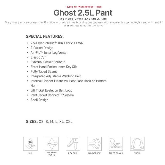 686 シックスエイトシックス ウェア 2.5L GHOST PNT 23-24 CYPRESS GREEN メンズ パンツ スノーボード ロクハチ