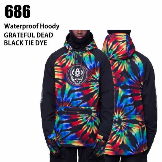 686 シックスエイトシックス ウェア WATERPROOF HOODY 23-24 GRATEFUL DEAD BLK TIE DYE メンズ スノーボード ライトウエア ロクハチ