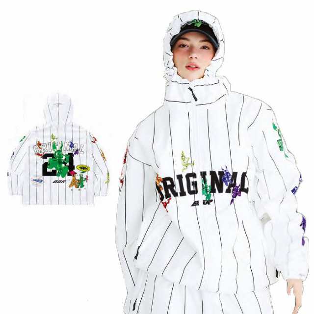 BSRABBIT ビエスラビット RAINBOW TR STRIPE HOODED JACKET WHITE 24-25 ウエア メンズ ジャケット スノーボード 韓国