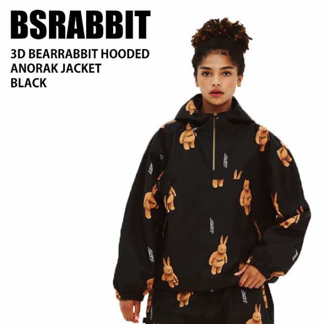 BSRABBIT ビエスラビット 3D BEARRABBIT HOODED ANORAK JACKET BLACK 24-25 ウエア メンズ ジャケット スノーボード 韓国