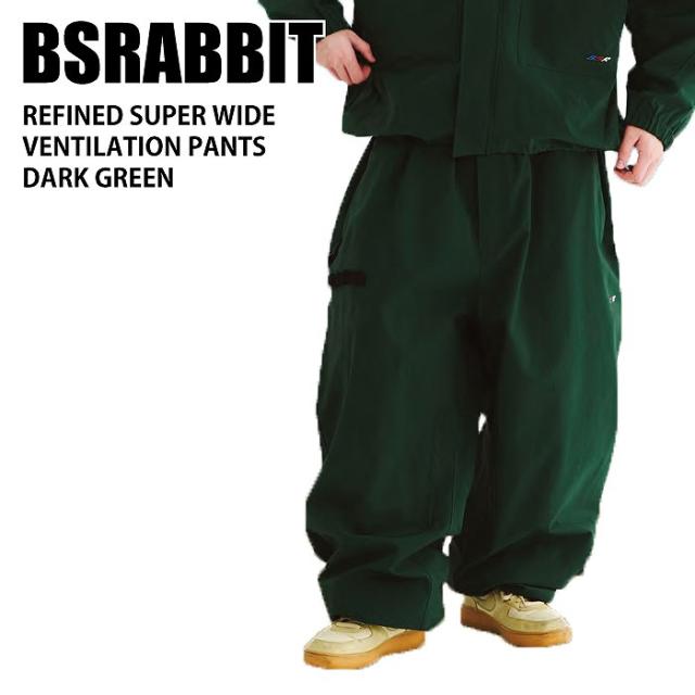 BSRABBIT ビエスラビット REFINED SUPER WIDE VENTILATION PANTS DARK GREEN 24-25 ウエア メンズ パンツ スノーボード 韓国