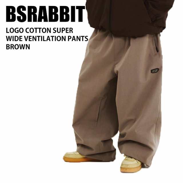 BSRABBIT ビエスラビット LOGO COTTON SUPER WIDE VENTILATION PANTS BROWN 24-25 ウエア メンズ パンツ スノーボード 韓国