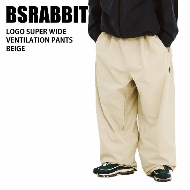 BSRABBIT ビエスラビット LOGO SUPER WIDE VENTILATION PANTS BEIGE 24-25 ウエア メンズ パンツ スノーボード 韓国