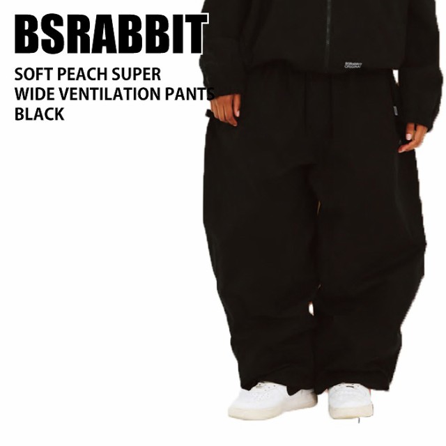 BSRABBIT ビエスラビット SOFT PEACH SUPER WIDE VENTILATION PANTS BLACK 24-25 ウエア メンズ パンツ スノーボード 韓国