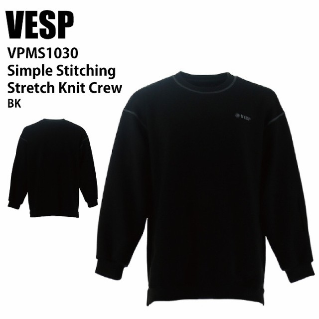 VESP べスプ VPMS1030 Simple Stitching Stretch Knit Crew BK 24-25 ウエア メンズ ユニセックス 撥水スウェット ライトウエア