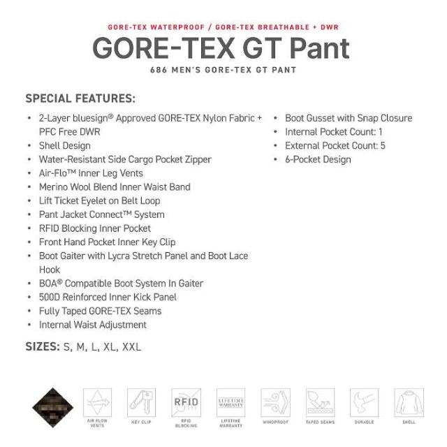 686 シックスエイトシックス M2W203 GORE-TEX GT PANT CYPRESS GREEN 24-25 ウエア メンズ パンツ ゴア ロクハチ_2