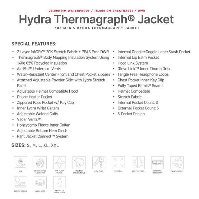 686 シックスエイトシックス M2W110 HYDRA THERMAGRAPH JACKET ANTLER COLORBLOCK 24-25 ウエア メンズ ジャケット ロクハチ
