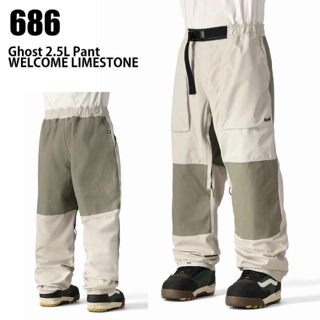 686 シックスエイトシックス M3WN223 2.5L GHOST PANT WELCOME LIMESTONE 24-25 ウエア メンズ パンツ ロクハチ