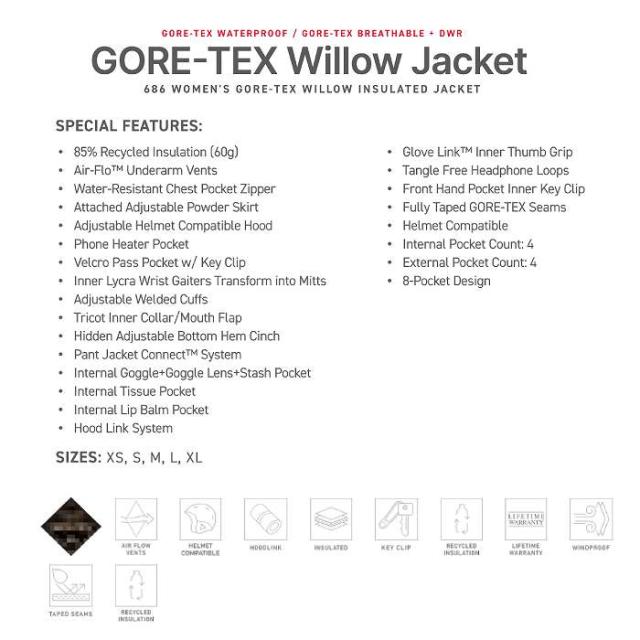 686 M2W302 GORE-TEX WILLOW INS JACKET PURPLE IMPRESSION COLORBLOCK