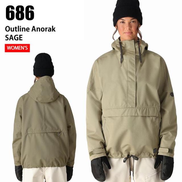 686 シックスエイトシックス M4WN321 OUTLINE SHELL ANORAK SAGE 24-25 ウエア レディース ジャケット ロクハチ