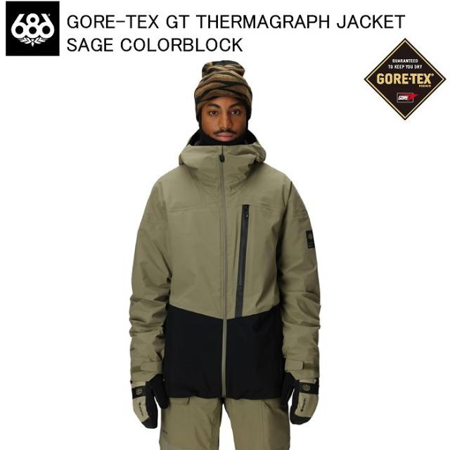 686 M5WN159 GORE-TEX GT THERMAGRAPH JACKET SAGE COLORBLOCK スノーボードウェア ジャケット ロクハチロク ゴアテックス 25-26