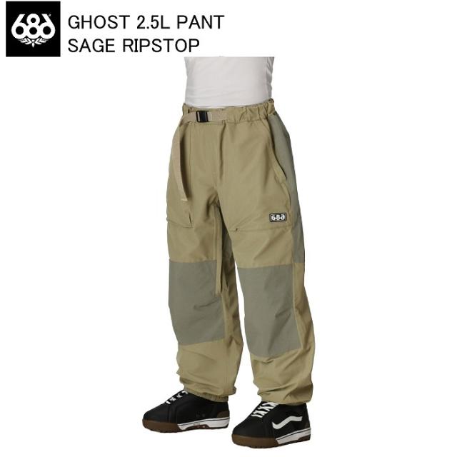 686 シックスエイトシックス M3WN223 Ghost 2.5L Pant SAGE RIPSTOP スノーボードウェア 686ウェア パンツ 25-26モデル