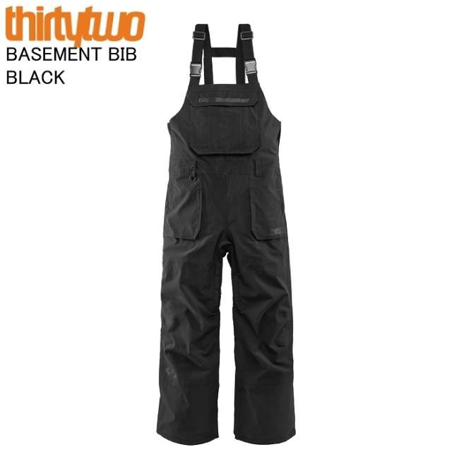 THIRTYTWO サーティーツー BASEMENT BIB BLACK スノーボードウェア スノーボード ウェア パンツ 32ウェア スノボ 25-26モデル