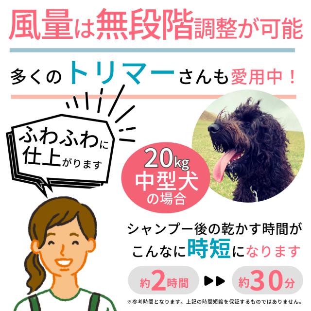 DogOne製 超強風 速乾 ペット用ドライヤー ブロワー 温風も出る 大風量 (ブラック) Quick Dry（クイックドライ）専用スタンド・下向き送風ノズルセット_9