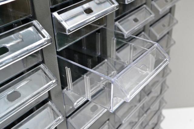スチール製 パーツキャビネット 部品 収納 パーツケース ボルト棚 工具 4列-10段 引き出し：クリア S410-A_3