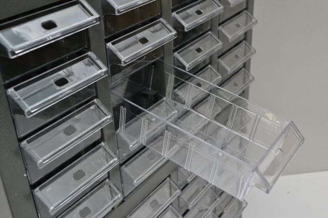 スチール製 パーツキャビネット 部品 収納 パーツケース ボルト棚 工具 4列-10段 引き出し：クリア S410-A_4