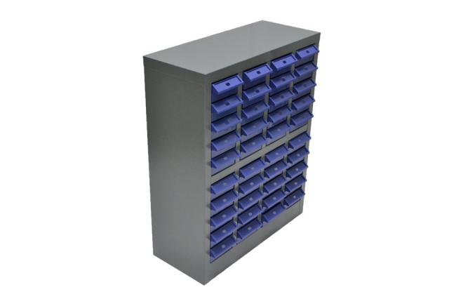 スチール製 パーツキャビネット 部品 収納 パーツケース ボルト棚 工具 4列-10段 引き出し：ブルー S410-B_1