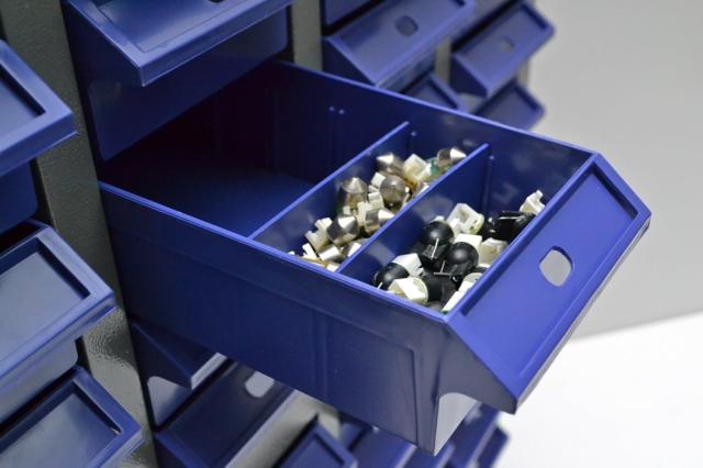 スチール製 パーツキャビネット 部品 収納 パーツケース ボルト棚 工具 4列-10段 引き出し：ブルー S410-B_7