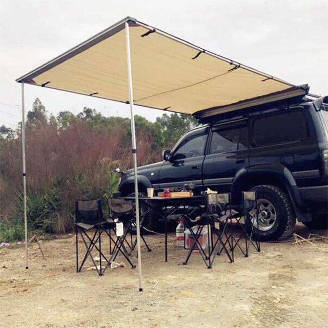 ルーフレール用ステー付 自家用車取り付け可能 ロールアップ収納式 サイドオーニング サイドタープ テント (2.5mｘ3m)【日時指定 ２階以上配達不可】