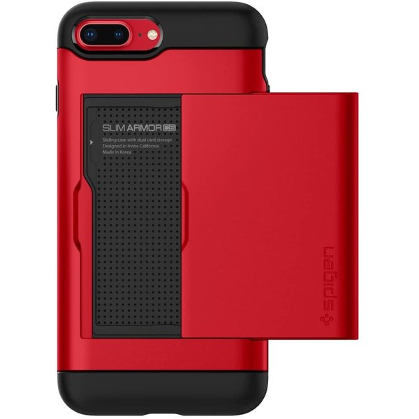 即納 Spigen シュピゲン iPhone SE2/8/7/8Plus/7Plus ケース カバースリム アーマー CS/レッド ミル