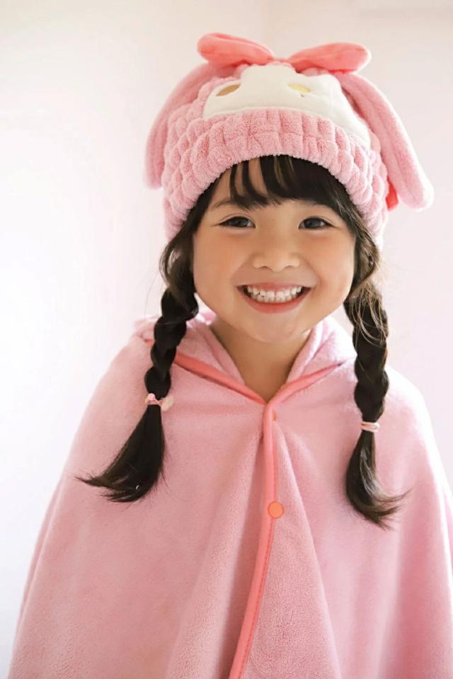 フード付きポンチョ ブラウン/ピンク　ディズニー フード 付き バスポンチョ ベビー 出産祝い バスタオル 吸水 速