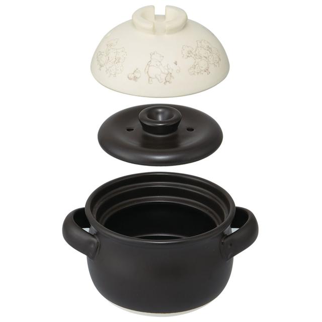 萬古焼 ご飯 鍋 1合 Sサイズ ばんこやき 万古焼 陶器 焼き物 スケーター skater CHDN1 くまのプーさん プーさん Pooh 女性 レディース【ごはん なべ キャラクター キッチン】_2