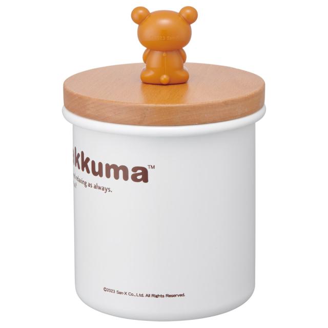 マスコット付き キャニスター ホーロー 琺瑯 木 蓋 750ml 保存容器