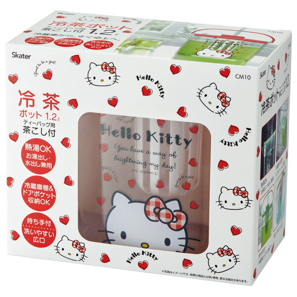 ティーバッグ用茶こし付 冷茶ポット[1.2L]○ハローキティ Red Heart