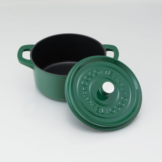 IH対応 ココット鍋 24cm 鍋 なべ 鋳鉄 両手鍋 調理 料理 調理器具 スケーター skater INCT24 リーフグリーン 緑 みどり グリーン【ガス火 オーブン おしゃれ かわいい】_2