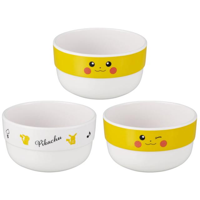  × ポケモン ピカチュウ ボウル 3個セット メラミン スタッキング スナック ボウル 3個 セット 食器 小鉢 おやつ