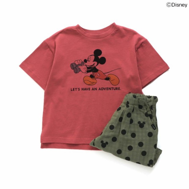 ワンマイルウェア ディズニー ミッキー ベビー キッズ パジャマ Tシャツ F.O.KIDS 半袖 五分丈 男の子 女の子 子供 80-100cm  子供服ブラ