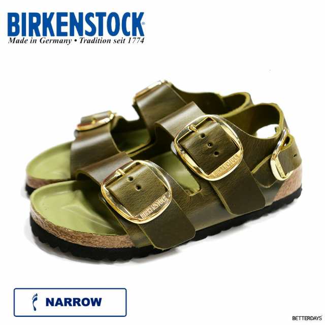 サンダル レディース ビルケンシュトック Milano Big Buckle オイルドレザー ナロー オリーヴ 22.5-25.0cm  BIRKENSTOCK【国内正規品】｜au PAY マーケット