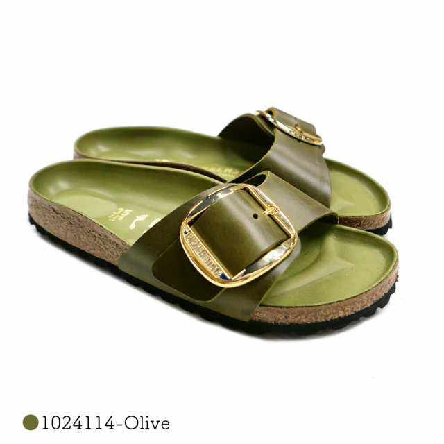 サンダル レディース ビルケンシュトック ナロー マドリッド ビッグバックル レザー BIRKENSTOCK Madrid Big Buckle  LEOI Olive HEX 22.5