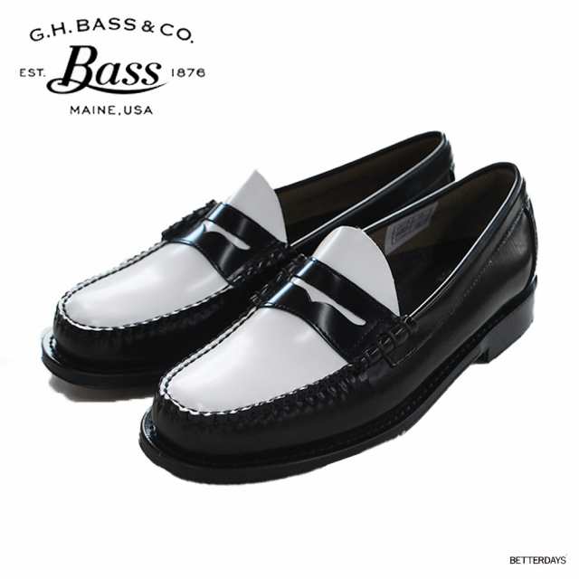 【23AW予約】ローファー メンズ 11010H LARSON LEATHER SOLE BLACK & WHITE ジーエイチバス G.H.BASS  【国内正規品】｜au PAY マーケット