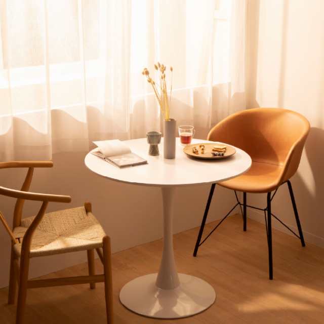 ダイニングテーブル 円形 80 2人用 おしゃれ 北欧 白 シンプル リビングテーブル 小さめ 丸 2人 丸テーブル カフェ風 可愛い 一本足 高さ