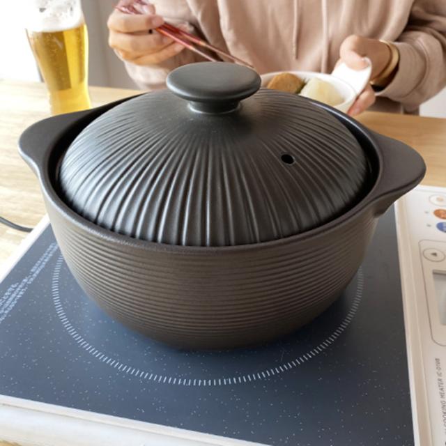 サーマテック IH 調理土鍋 ブラック 土鍋 ih ２人用 ih対応 両用 おしゃれ  新築祝い 結婚祝い 母の日 炊飯 ご飯 誕生日プレゼント 景品 お祝い 送料無料【伝統工芸・ 陶器の和遊感】_1