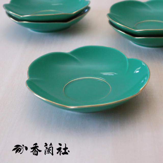 香蘭社 グリーン梅形茶托揃 有田焼 日本製 おしゃれ 内祝い 食器 結婚祝 還暦祝  記念品 母の日 敬老の日  送料無料【伝統工芸・ 陶器の和遊感】 6,699円