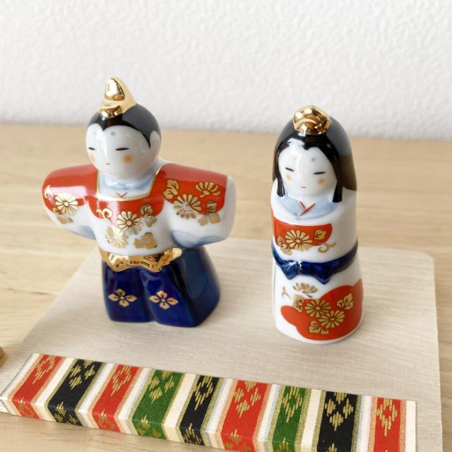 薬師窯 染錦立雛（華小紋）2611 雛人形 コンパクト モダン おしゃれ