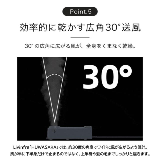 Livinfla HUWASARA コンパクト ボディドライヤー 床置き 壁掛け ハンディ 3WAY 温風 冷風 人感センサー マイナスイオン 静音 軽量 フィルター交換不要 大風量 ハンズフリー 1200W 子ども ペット ホワイト SHOKAI R-LOGI ヘアドライヤー