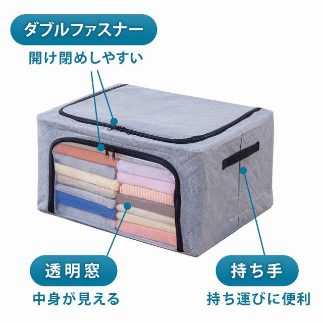 収納ボックス 窓付き 3個組 活性炭消臭 スタッキング ワイヤー式で畳んで収納 収納ケース 衣装ケース アストロ 620-37_2