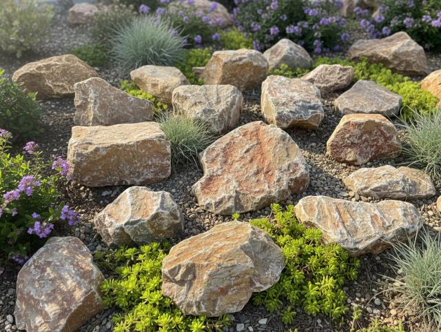 車寅次郎)　割栗石(茶200kg) 庭石 ロックガーデン 石 割栗石 ワイルドロック2L 2個入 グレー