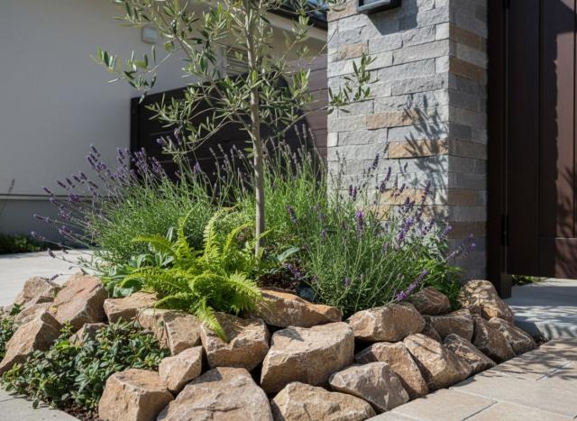 庭石 割栗石 庭 石 イエローブラウン 20kg 約100〜180mm ロック