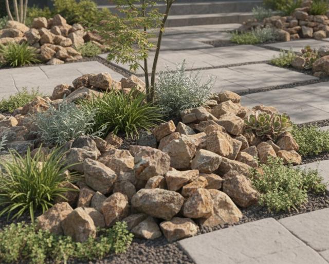 庭石 割栗石 庭 石 イエローブラウン 20kg 約100〜180mm ロック