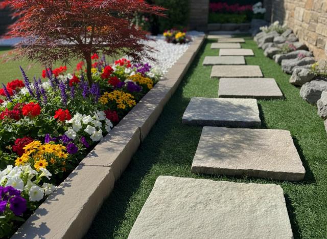 敷石 庭 石 平板 ステップストーン 300mm角 20mm厚 4枚 フレンチ